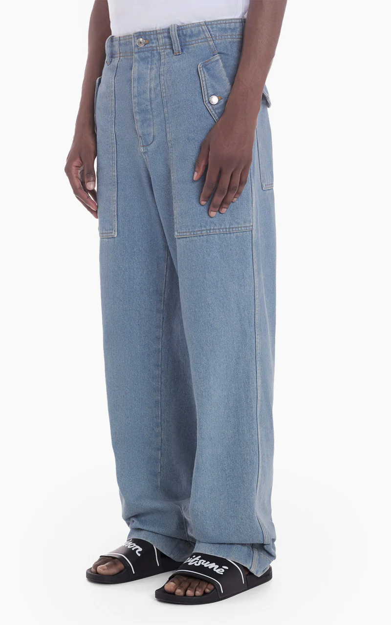 Maison Kitsuné Workwear Pants Light Stone Indigo - Image 4