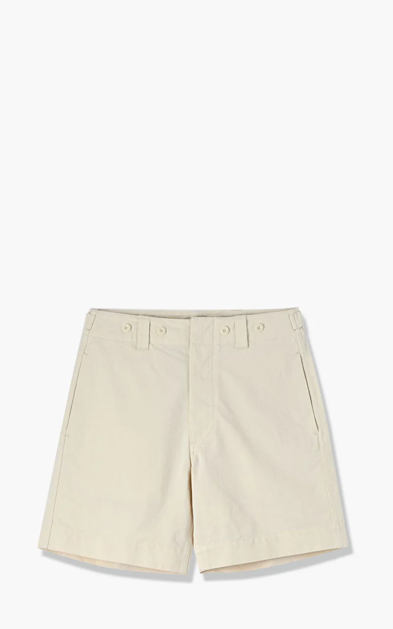 Margaret Howell MHL. Cinch Belt Shorts Washed Compact Cotton Natural