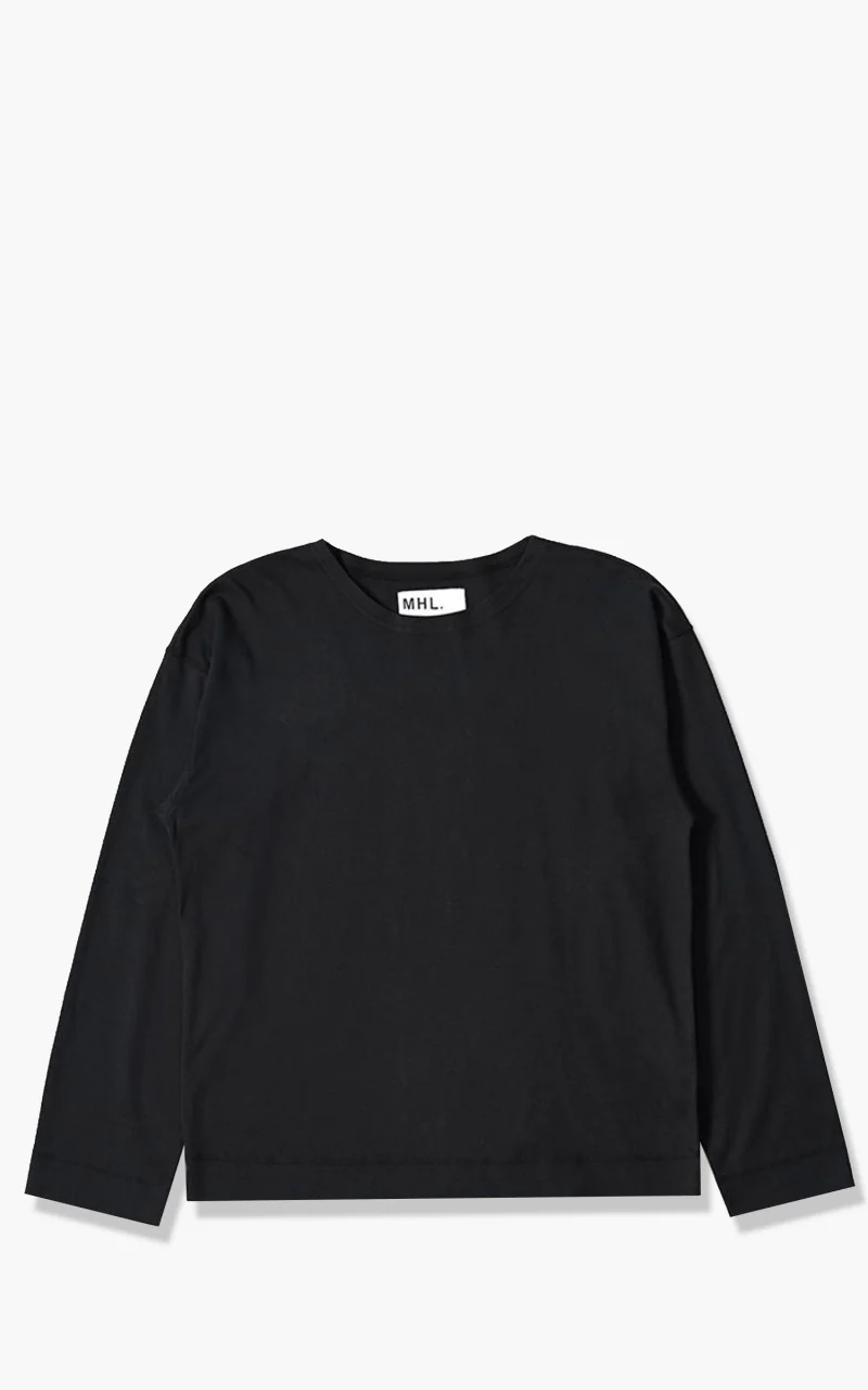 Margaret Howell MHL. Naval Crew Cotton Thermal Jersey Off Black