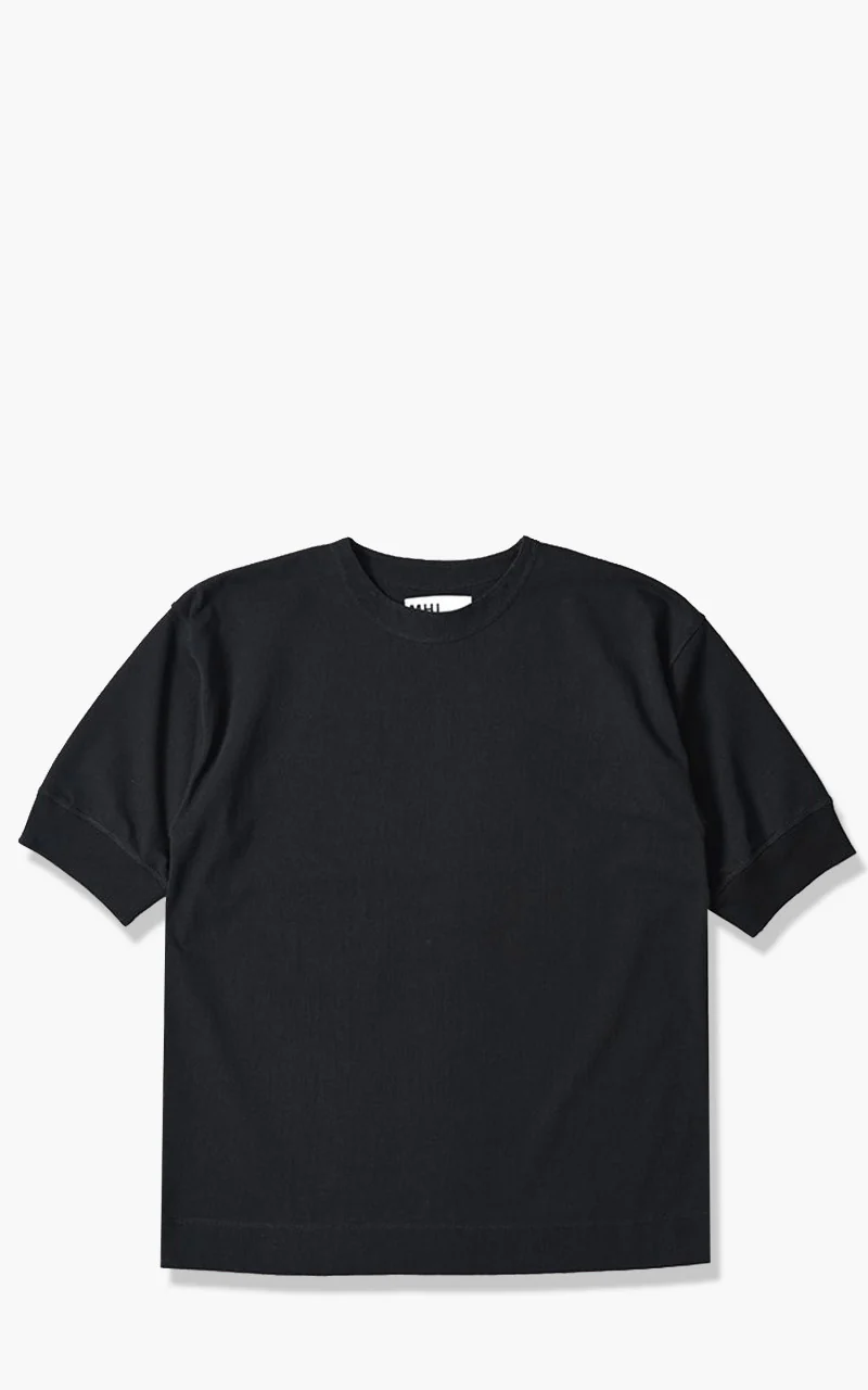 Margaret Howell MHL. S/S Thermal T-Shirt Heavy Cotton Jersey Off Black
