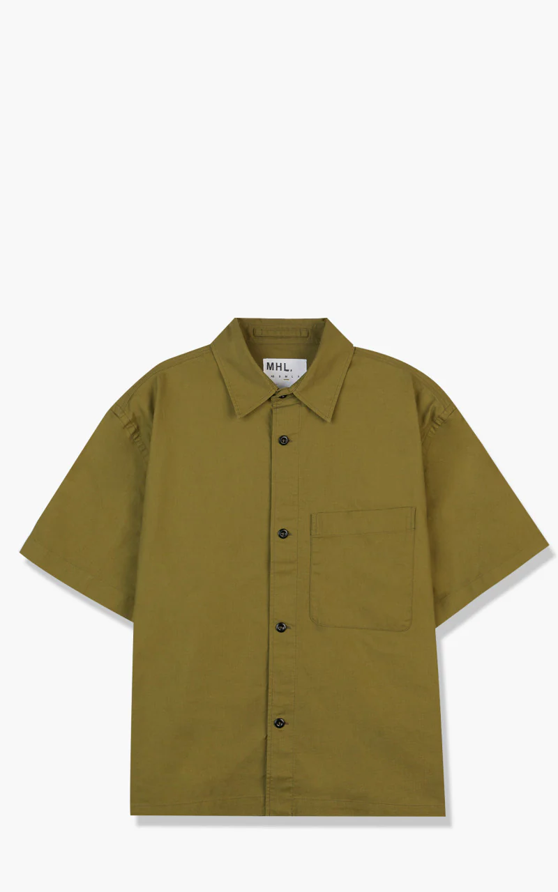 Margaret Howell MHL. S/S Worker Shirt Textured Cotton Khaki