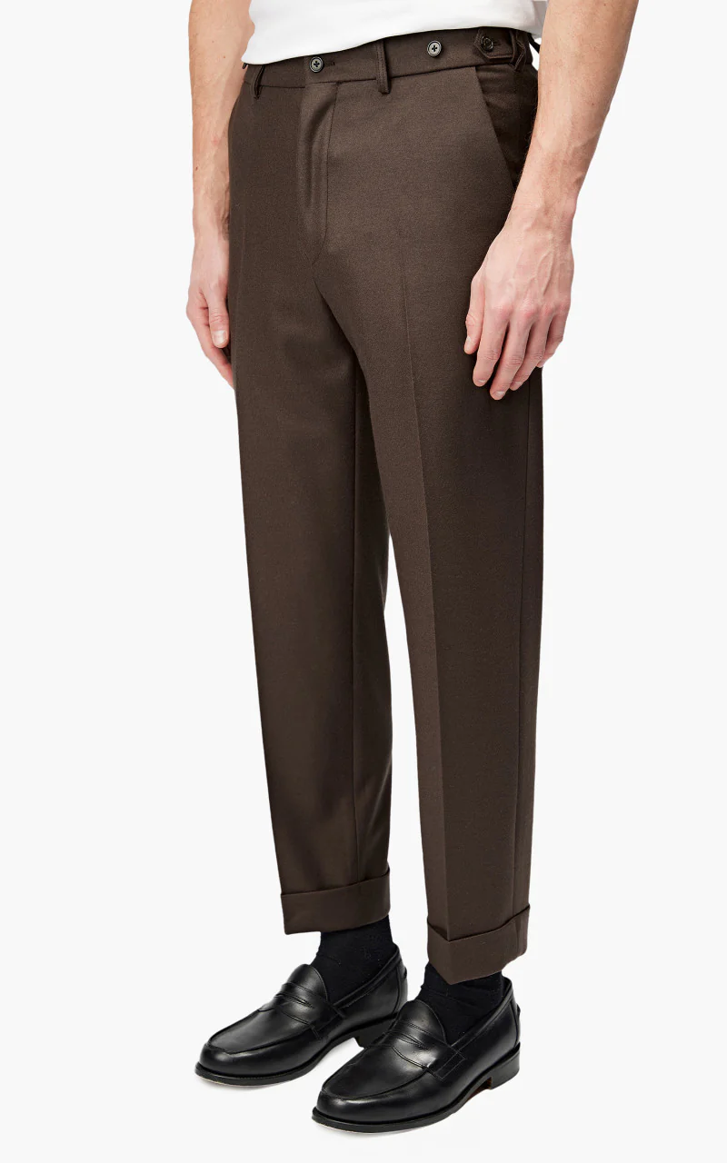 Markaware Flat Tapered Trousers Brown - Image 3