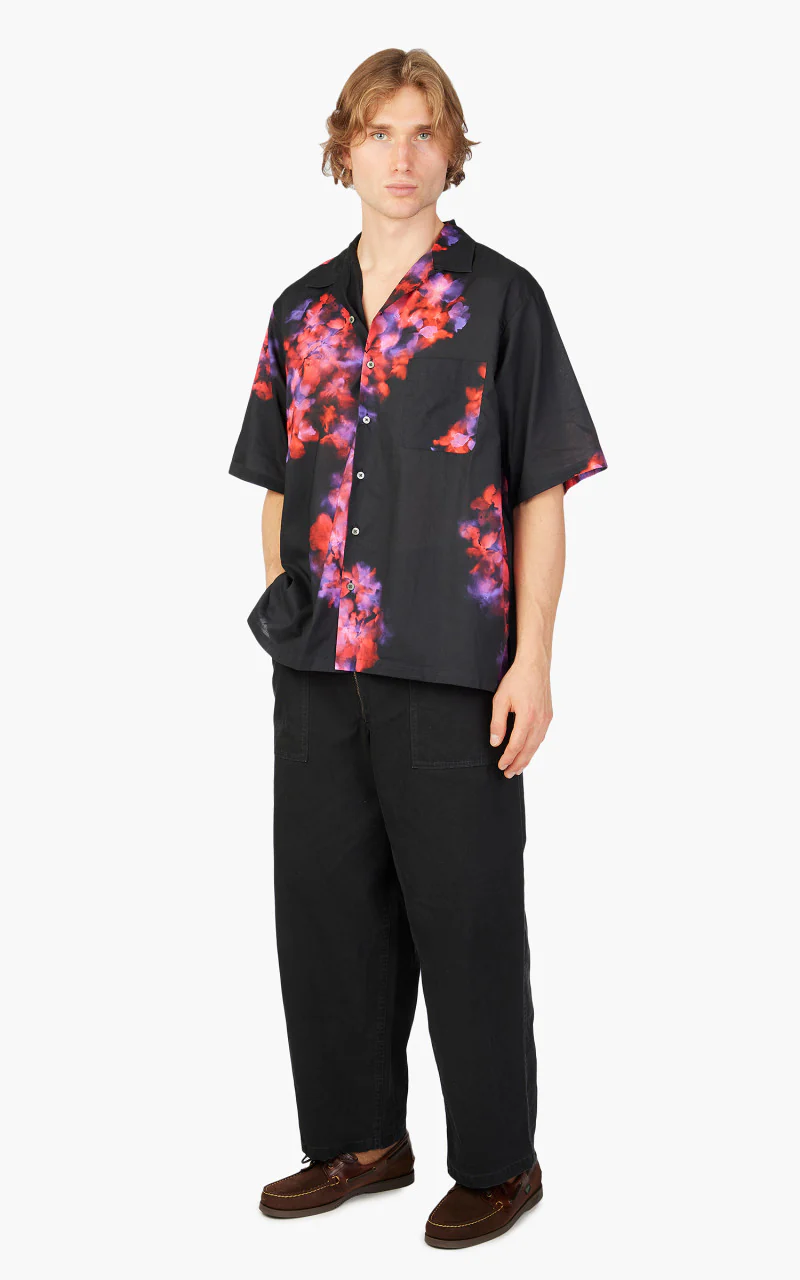 Markaware Flower Printed Open Collar Shirt S/S Black - Image 2