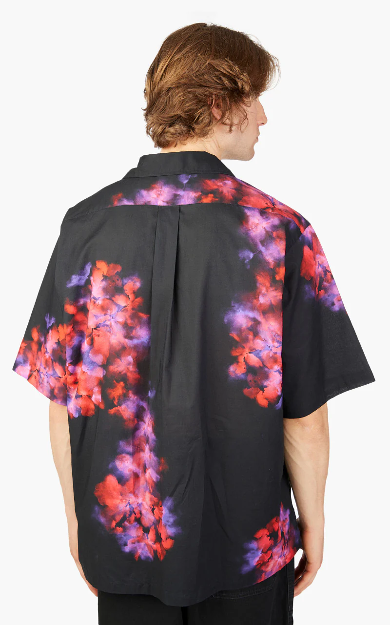 Markaware Flower Printed Open Collar Shirt S/S Black - Image 3