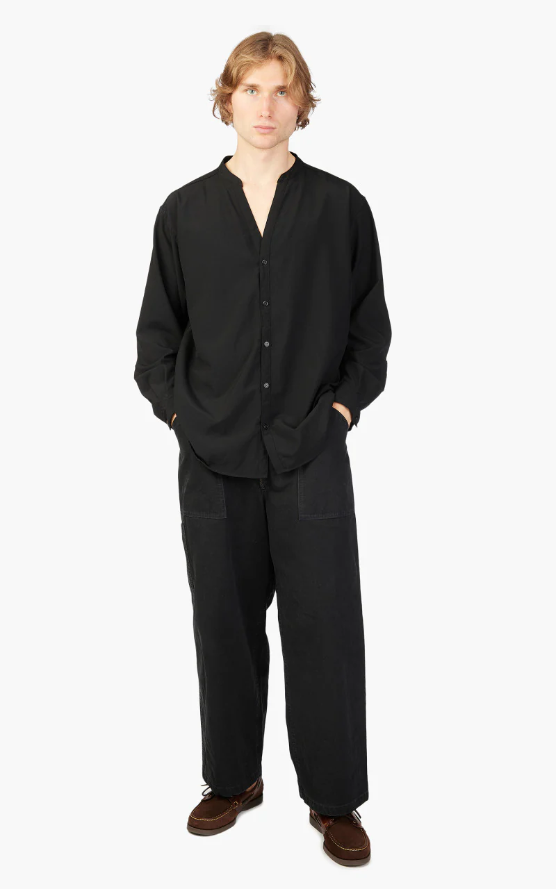 Markaware 'Marka' Band Collar Skipper Shirt Black - Image 2