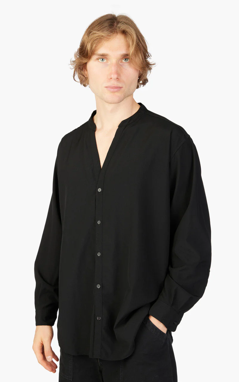 Markaware 'Marka' Band Collar Skipper Shirt Black - Image 3