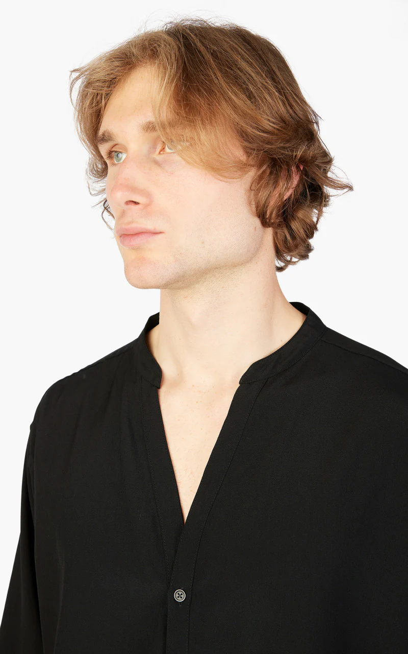 Markaware 'Marka' Band Collar Skipper Shirt Black - Image 5