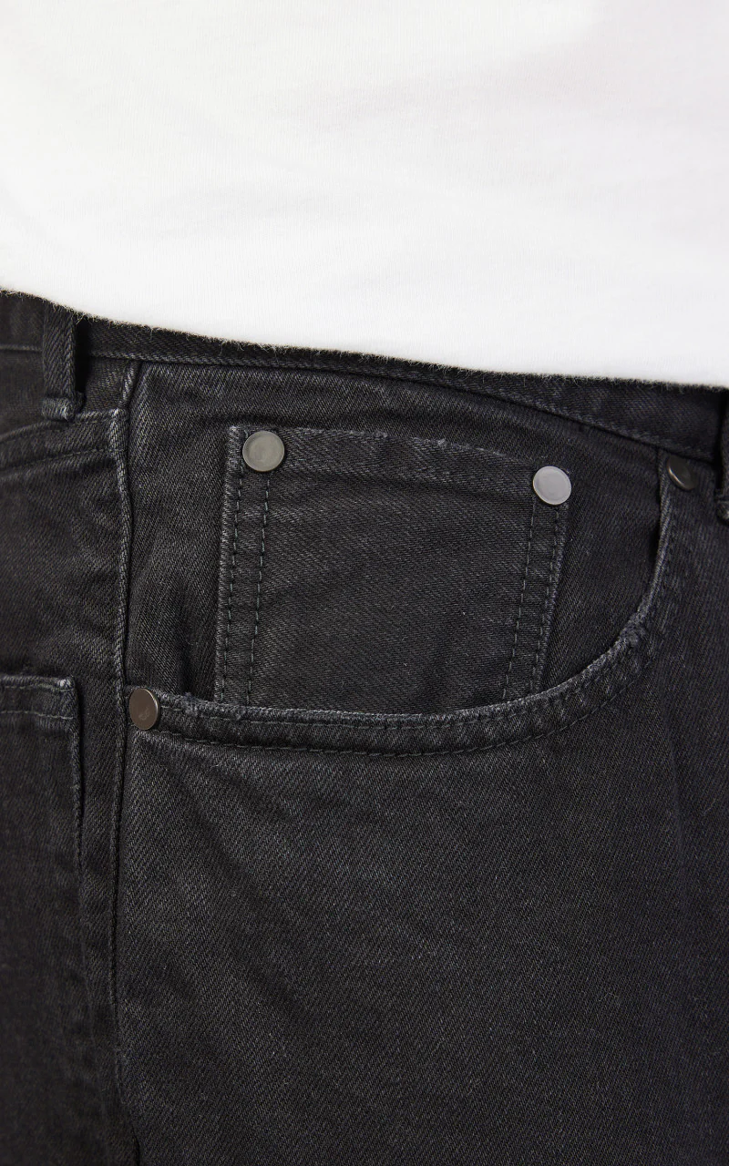 Markaware 'Marka' Straight Fit Jeans 12oz Black Damaged & Repaired - Image 3