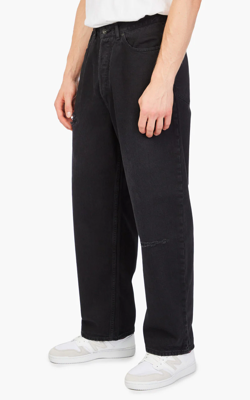 Markaware 'Marka' Straight Fit Jeans 12oz Black Damaged & Repaired - Image 4