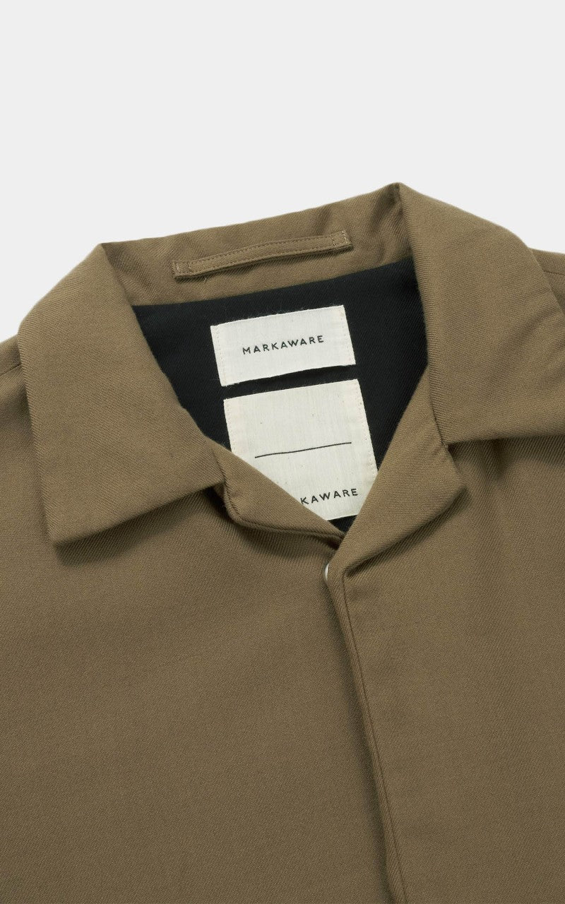 Markaware Organic Cotton Wool Twill Puffed Shirt Jacket Khaki - Image 2