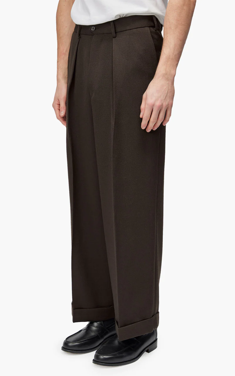 Markaware Pleated Wide Trousers Dark Brown - Image 3