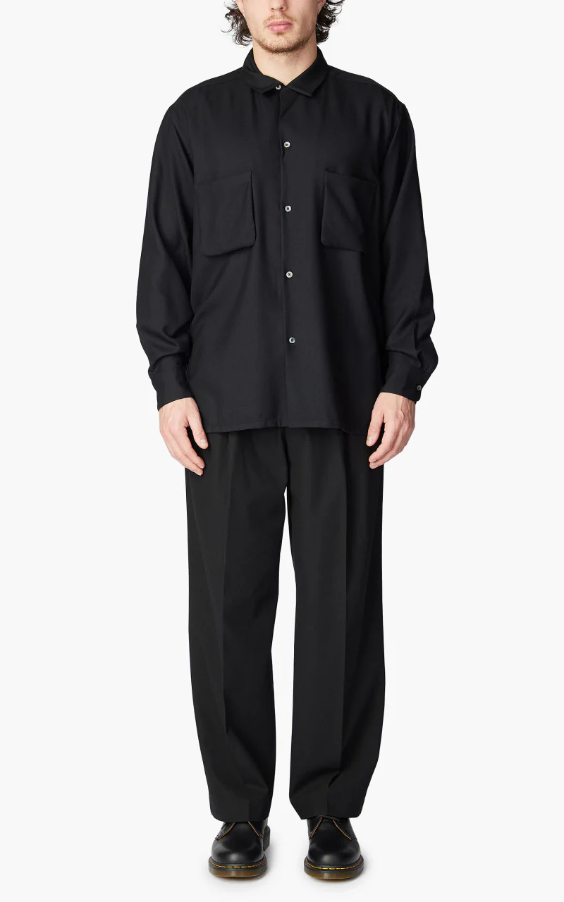 Markaware Viyella Open Collar Shirt Black - Image 2
