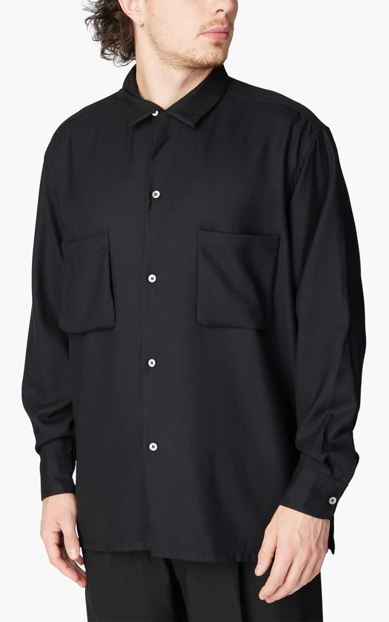 Markaware Viyella Open Collar Shirt Black - Image 3
