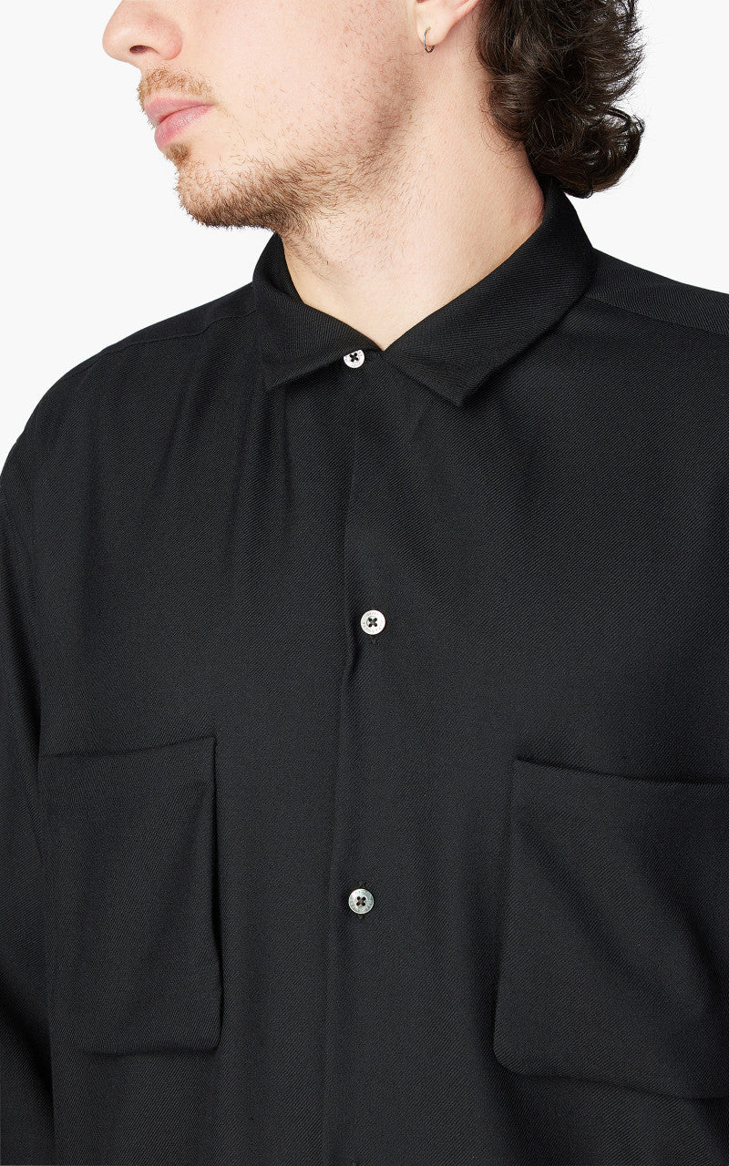 Markaware Viyella Open Collar Shirt Black - Image 4