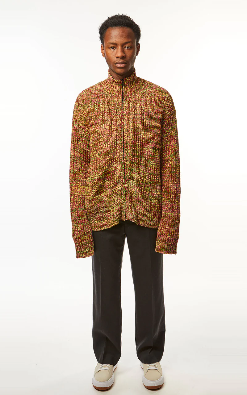 Marni Knit Cardigan Chenille Mix Color Burgundy - Image 2