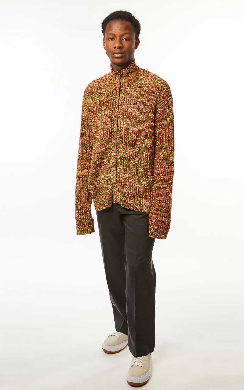 Marni Knit Cardigan Chenille Mix Color Burgundy - Image 3