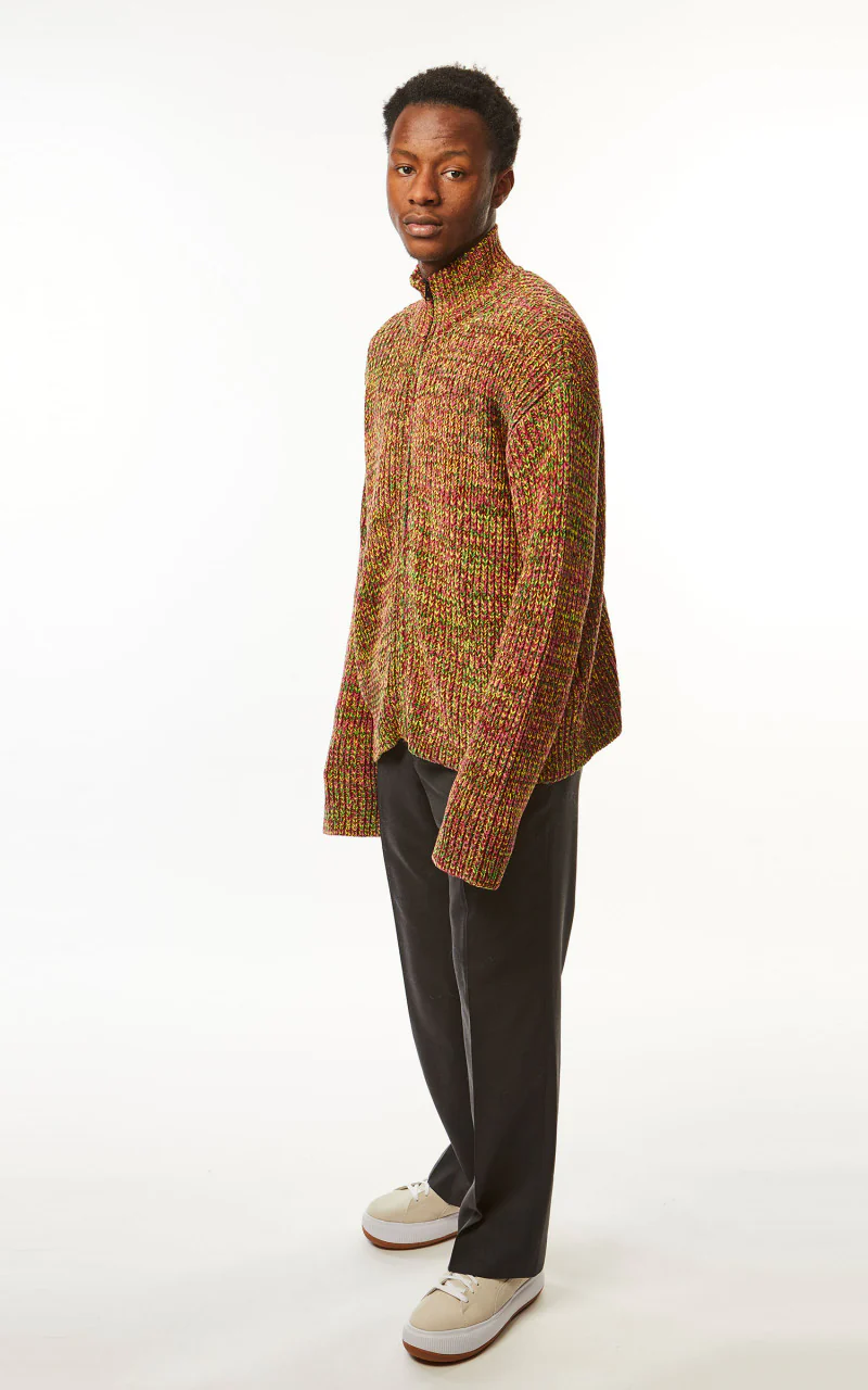 Marni Knit Cardigan Chenille Mix Color Burgundy - Image 4