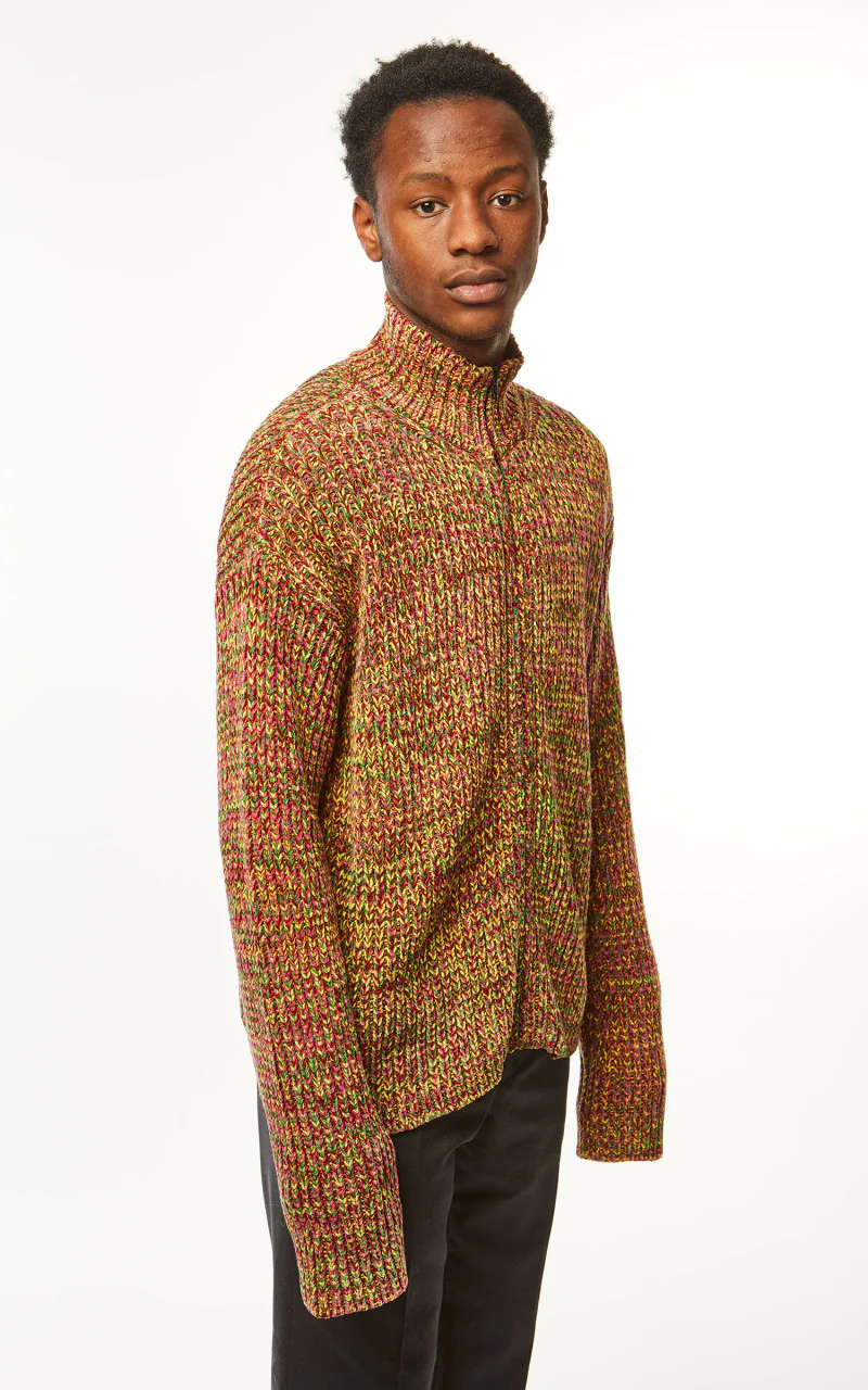 Marni Knit Cardigan Chenille Mix Color Burgundy - Image 5