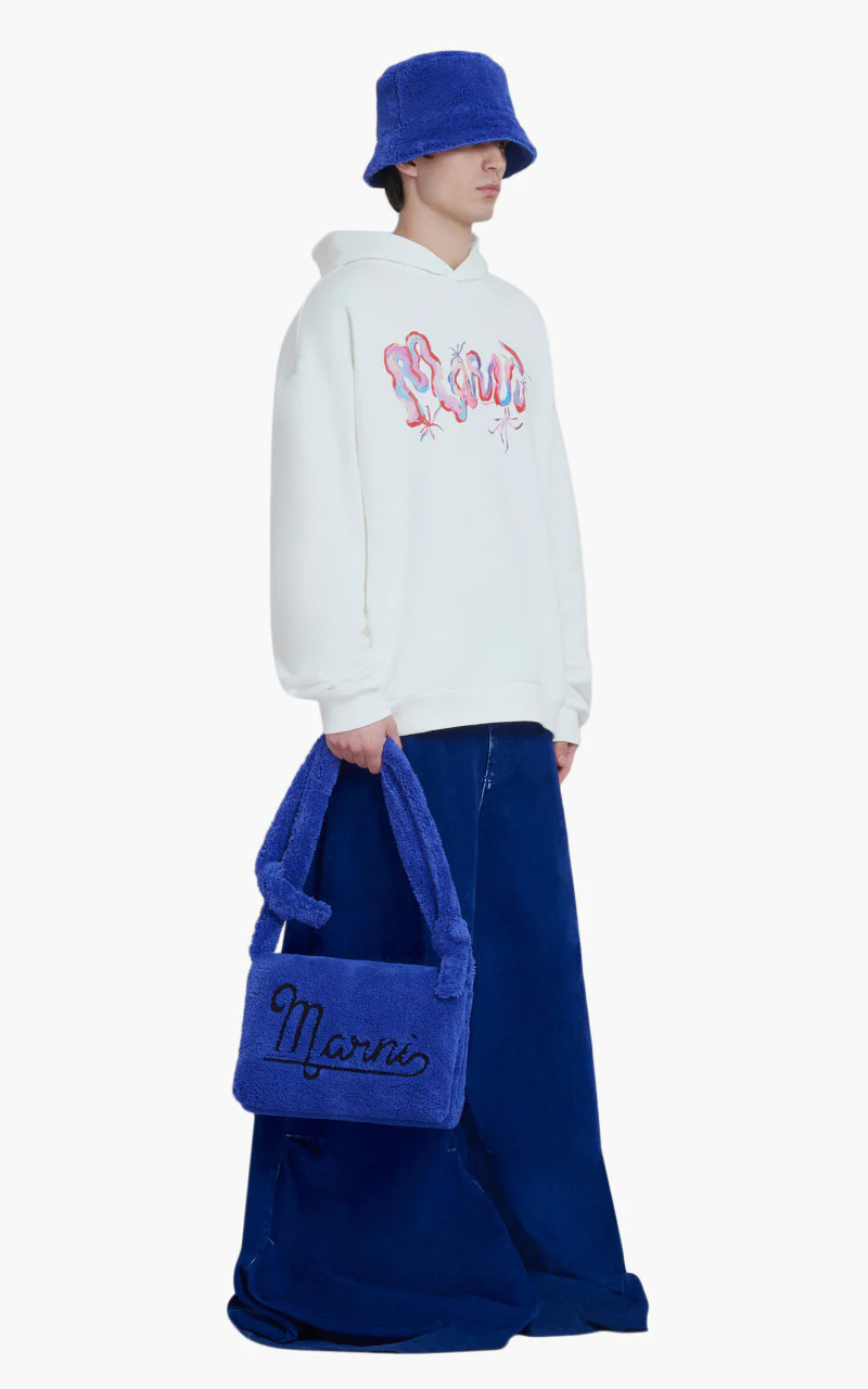 Marni Logo Print Hoodie White - Image 2