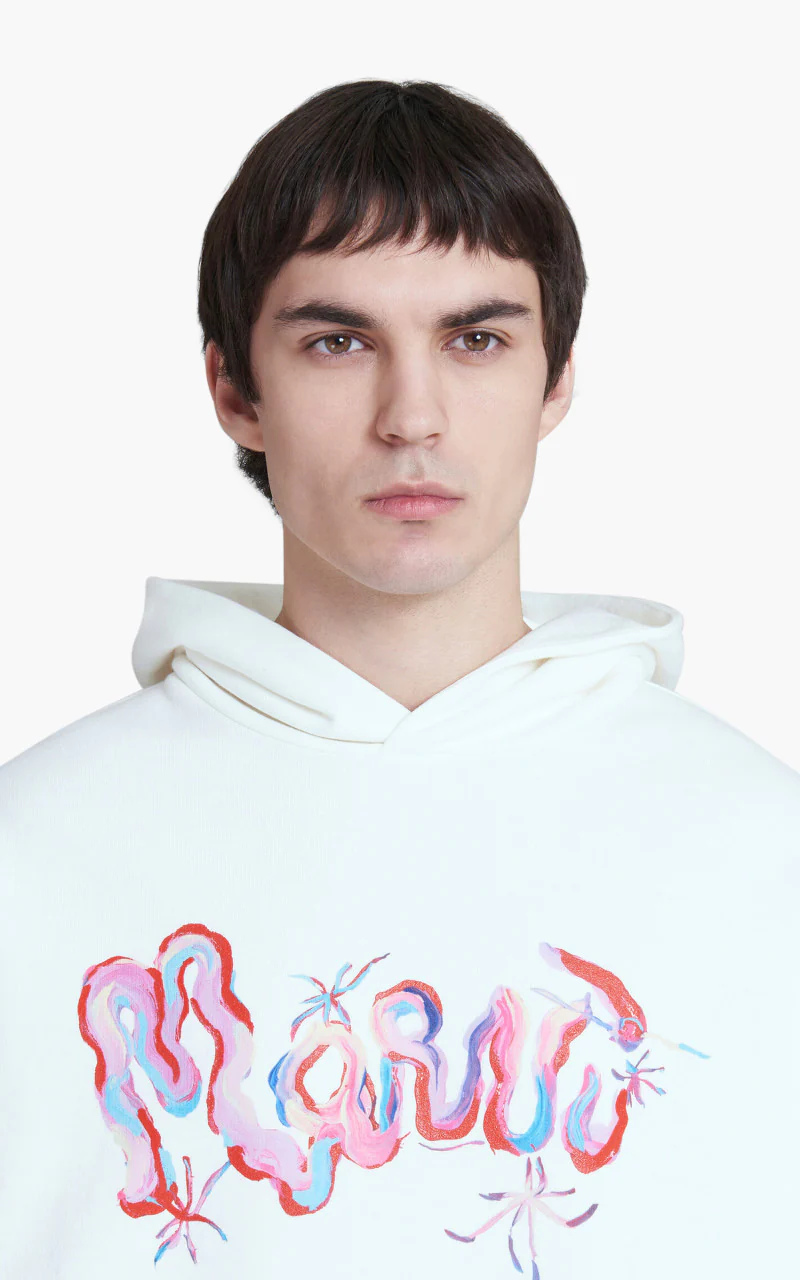 Marni Logo Print Hoodie White - Image 5