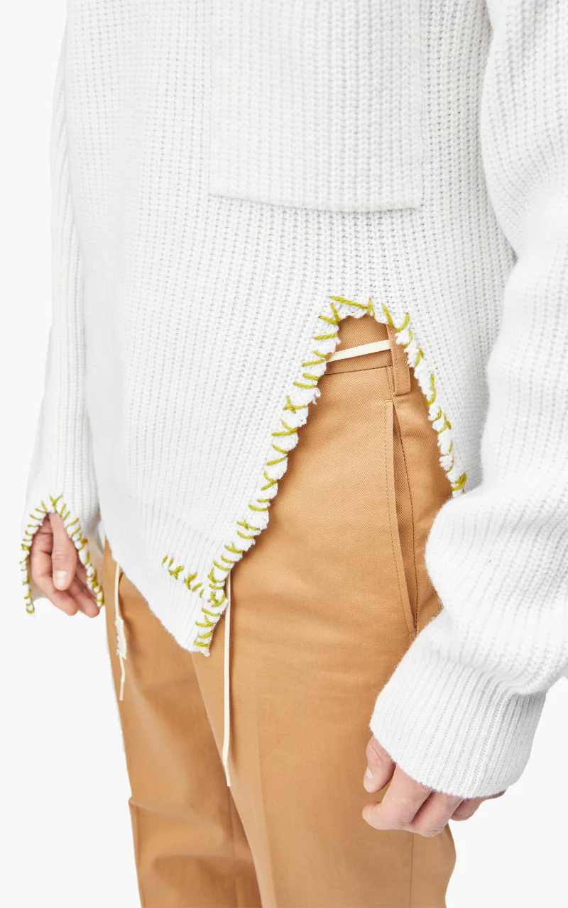 Marni Maglia Cirocollo Distressed Mending Soft Wool Knit Pale Gold - Image 7