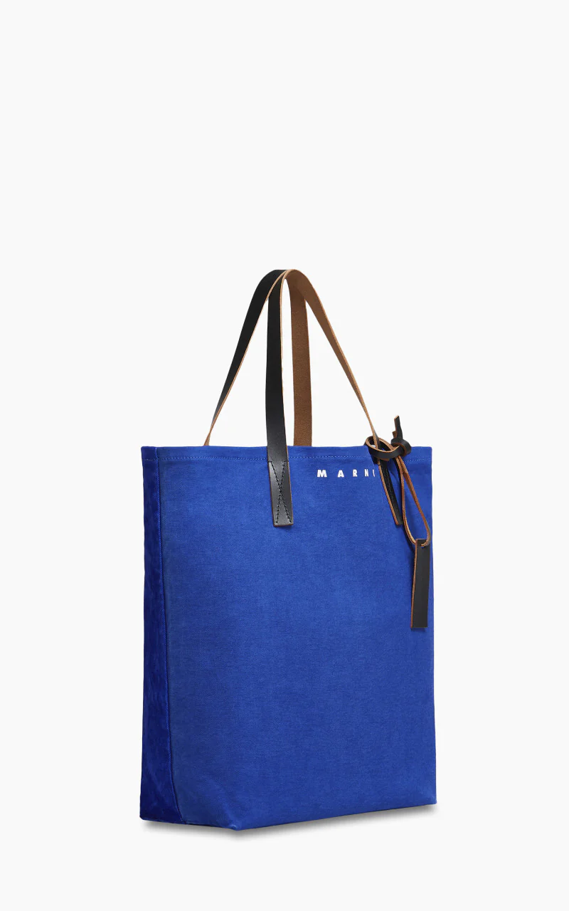 Marni Tote N/S Bag Flocked Denim Blue - Image 3