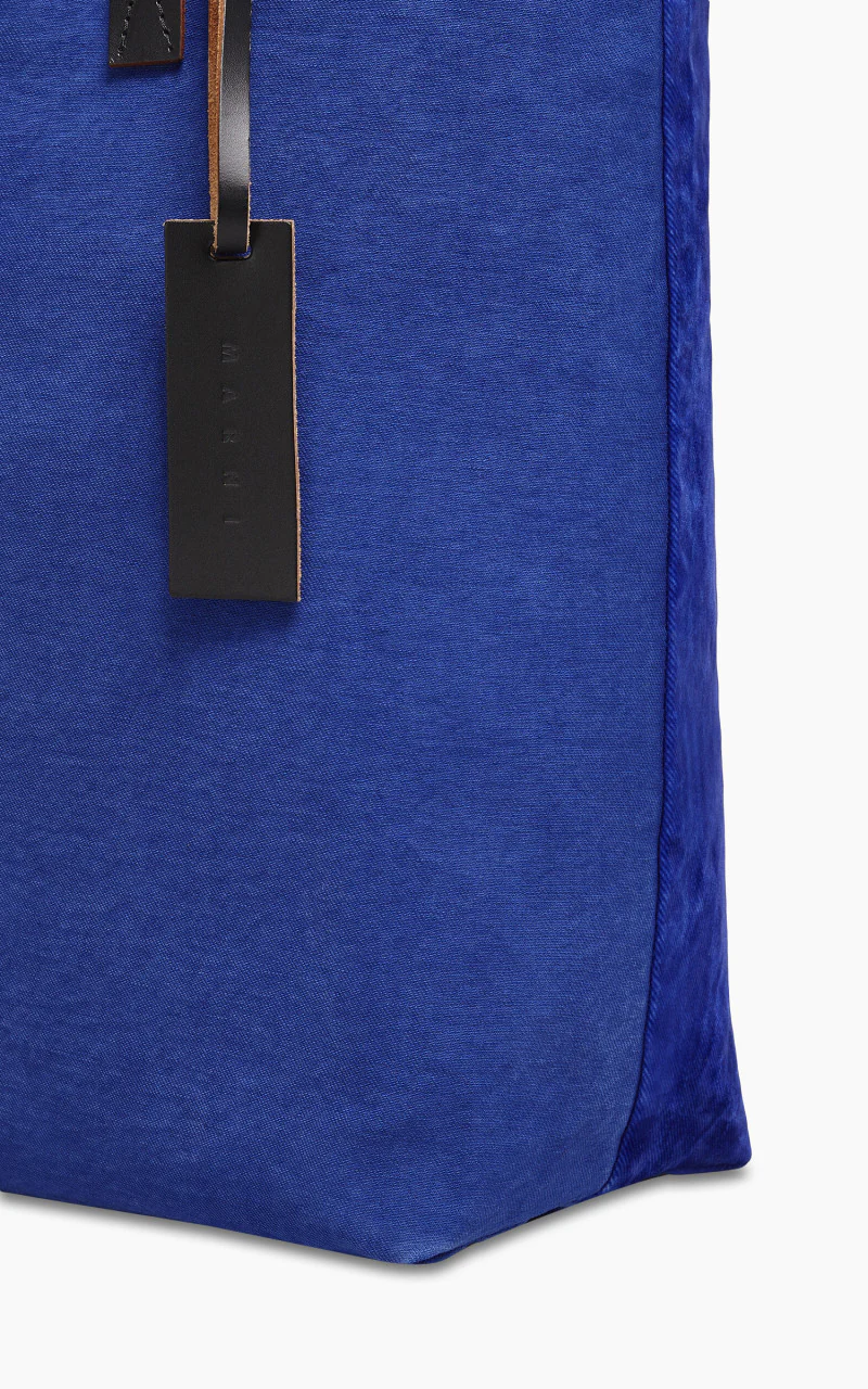 Marni Tote N/S Bag Flocked Denim Blue - Image 4