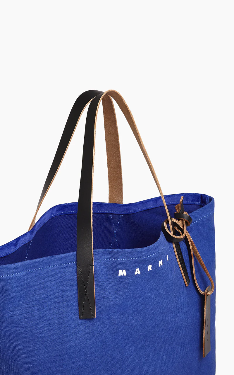 Marni Tote N/S Bag Flocked Denim Blue - Image 5