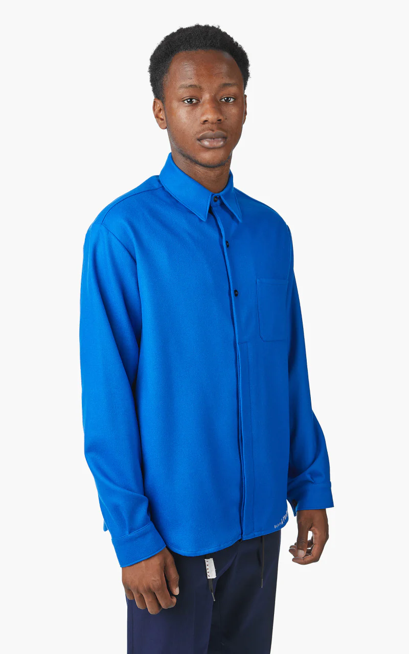 Marni Uomo Wool Flannel Shirt Mazarine Blue - Image 4