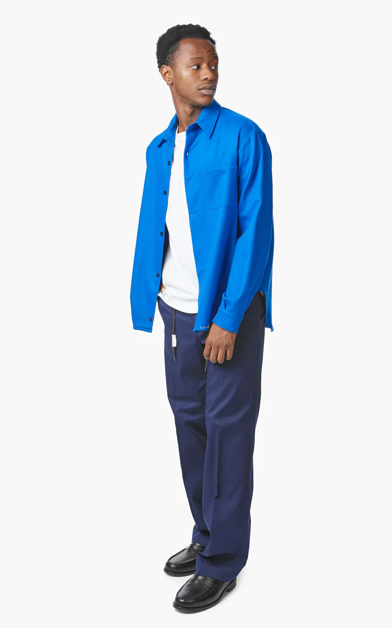 Marni Uomo Wool Flannel Shirt Mazarine Blue - Image 6