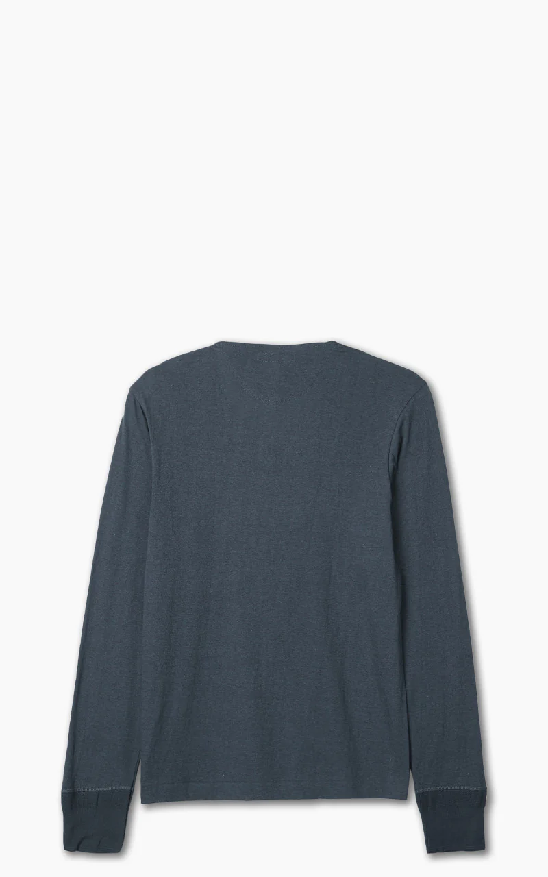 Merz b. Schwanen 102 Longsleeve Henley Mineral Blue - Image 3