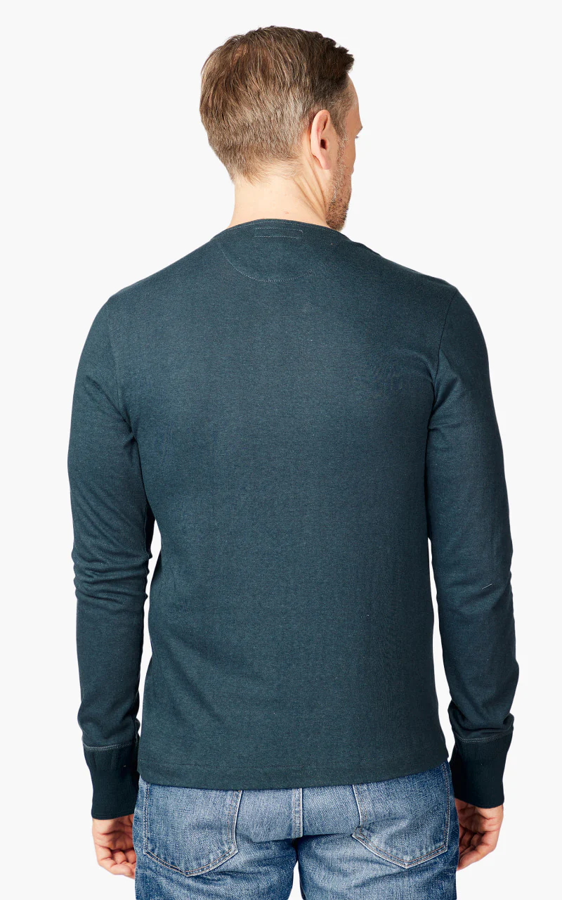 Merz b. Schwanen 102 Longsleeve Henley Mineral Blue - Image 5