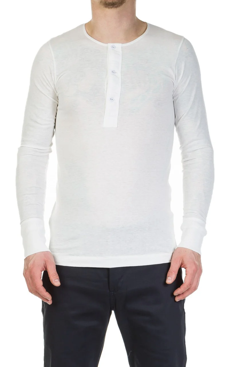 Merz b. Schwanen 102 Longsleeve Henley White - Image 3