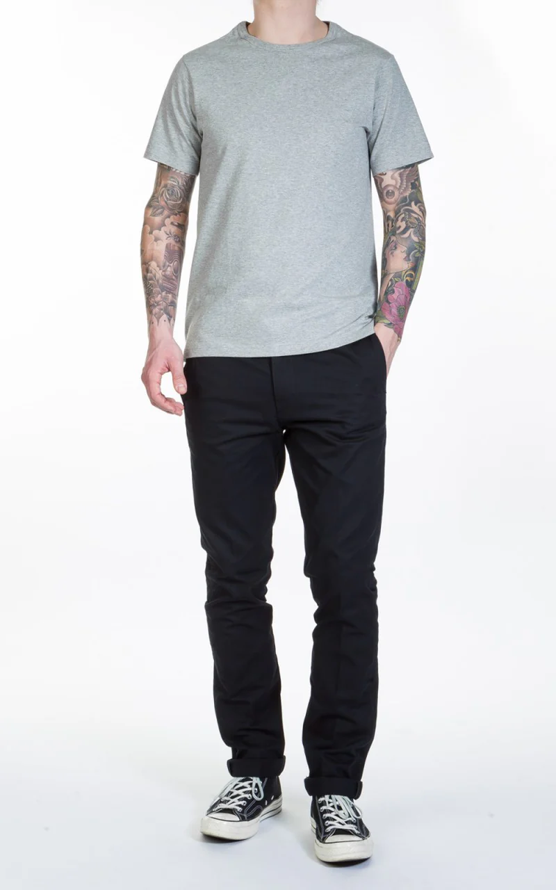 Merz b. Schwanen 1950s Crew Neck Tee Greymelange - Image 2