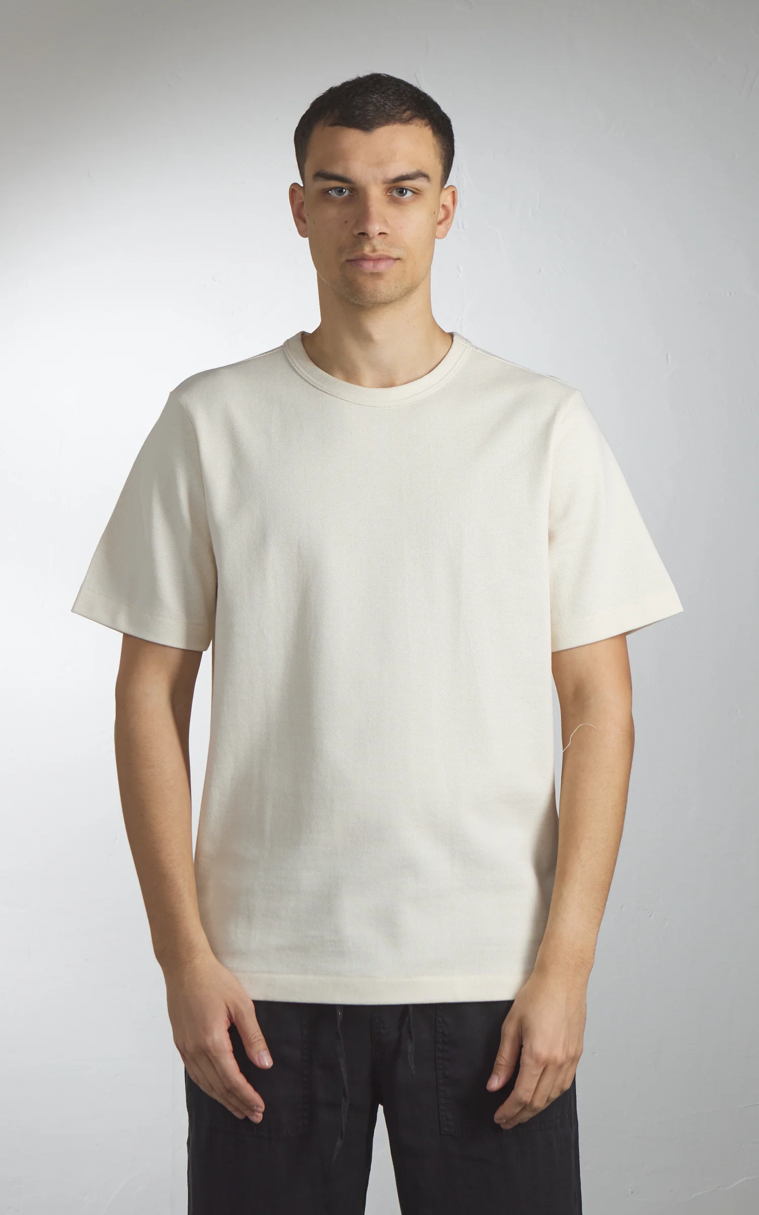 Merz b. Schwanen 214PK Crew Neck Pikée Tee Nature - Image 2