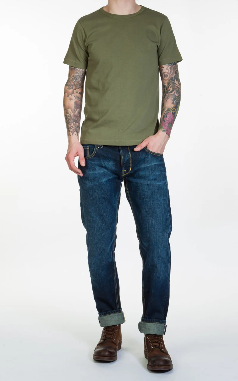 Merz b. Schwanen 215 Heavyweight Crew Neck Tee Army - Image 2
