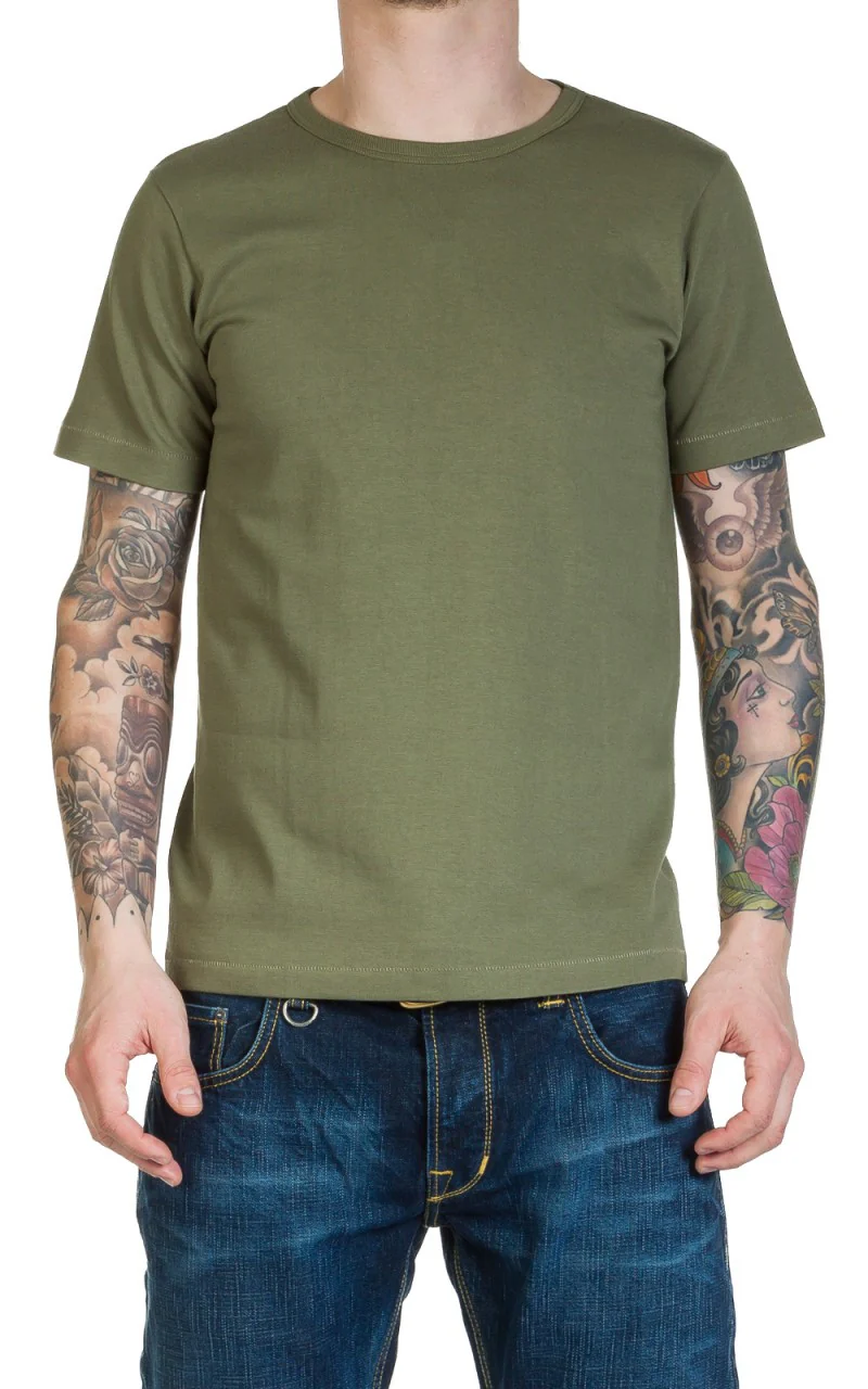 Merz b. Schwanen 215 Heavyweight Crew Neck Tee Army - Image 3
