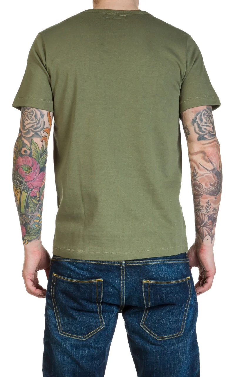 Merz b. Schwanen 215 Heavyweight Crew Neck Tee Army - Image 4