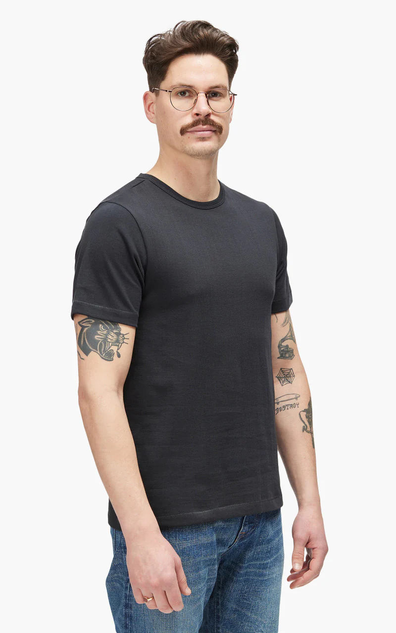 Merz b. Schwanen 215 Heavyweight Crew Neck Tee Charcoal - Image 6