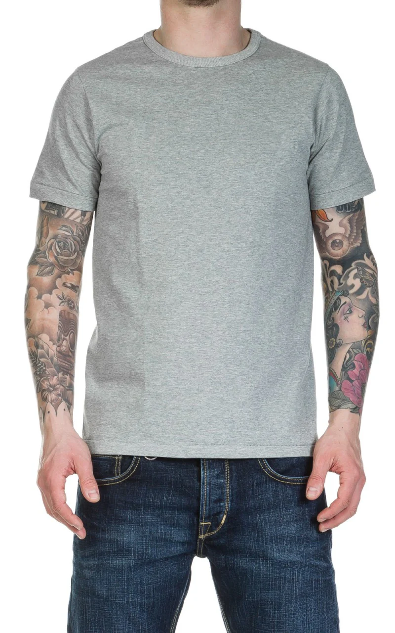 Merz b. Schwanen 215 Heavyweight Crew Neck Tee Greymelange - Image 3