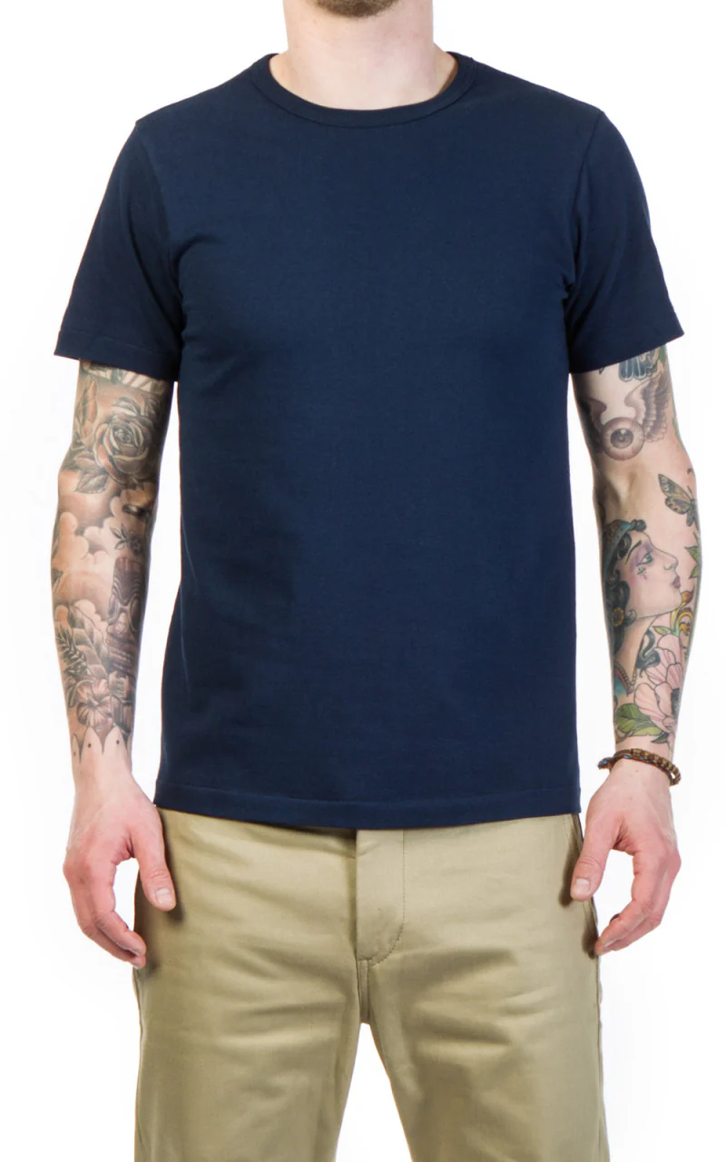 Merz b. Schwanen 215 Heavyweight Crew Neck Tee Ink Blue - Image 3