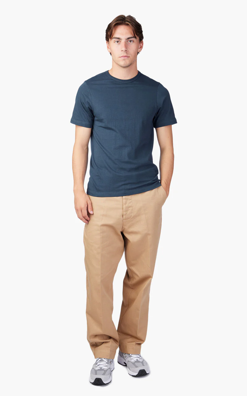 Merz b. Schwanen 215 Heavyweight Crew Neck Tee Mineral Blue - Image 2