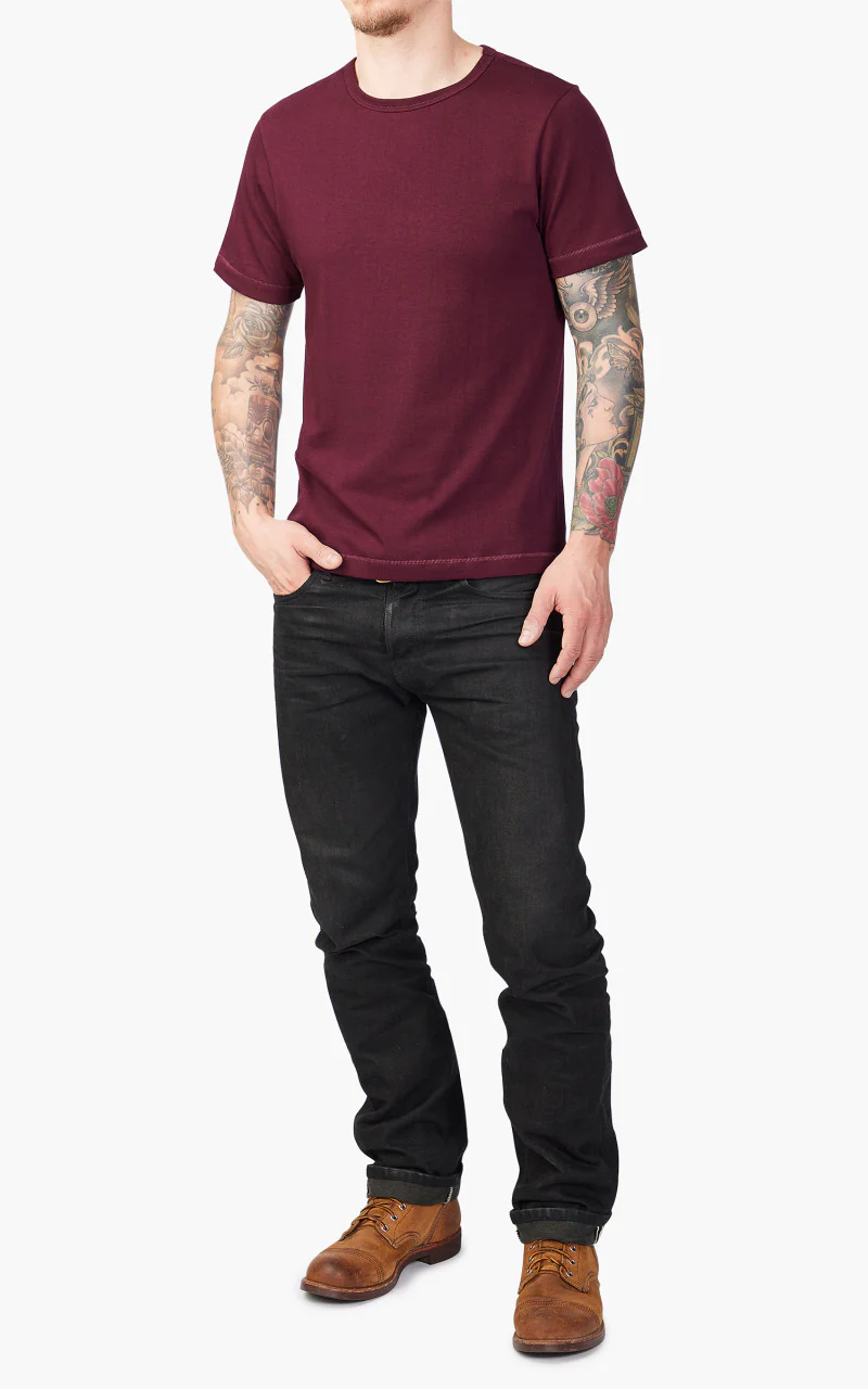 Merz b. Schwanen 215 Heavyweight Crew Neck Tee Ruby Red - Image 2