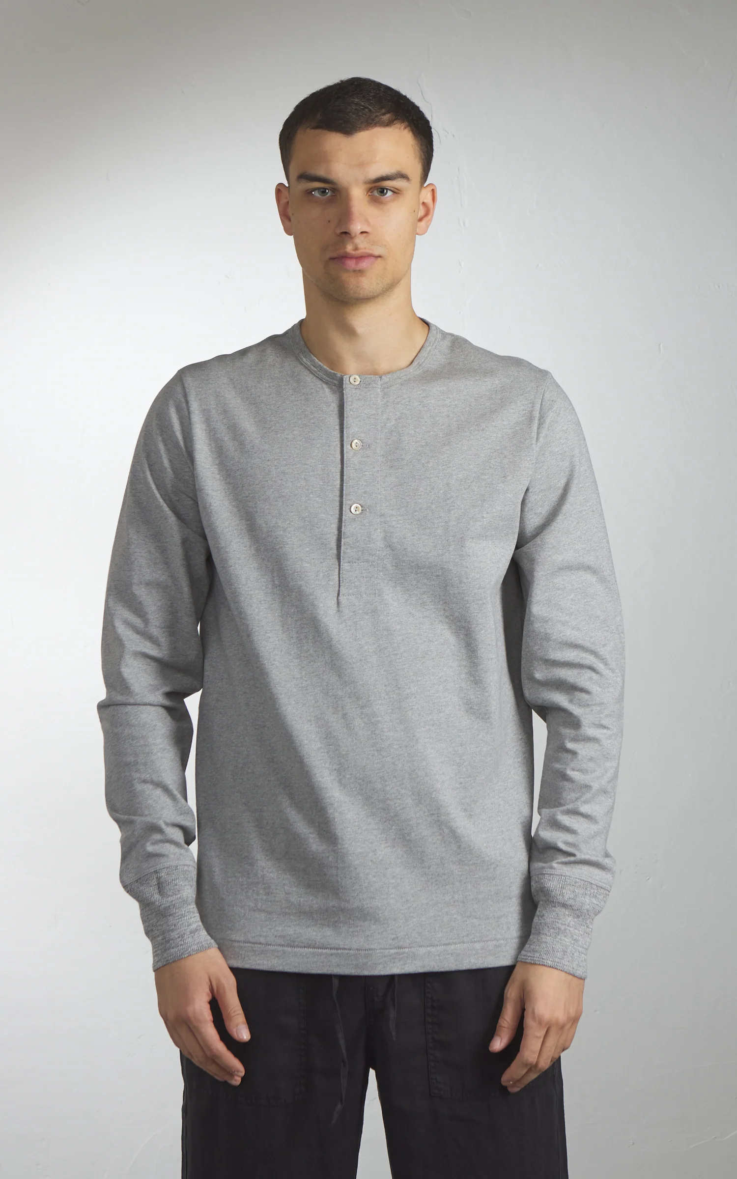 Merz b. Schwanen 2M06 Vintage Machine Refined Longsleeve Grey Melange - Image 2