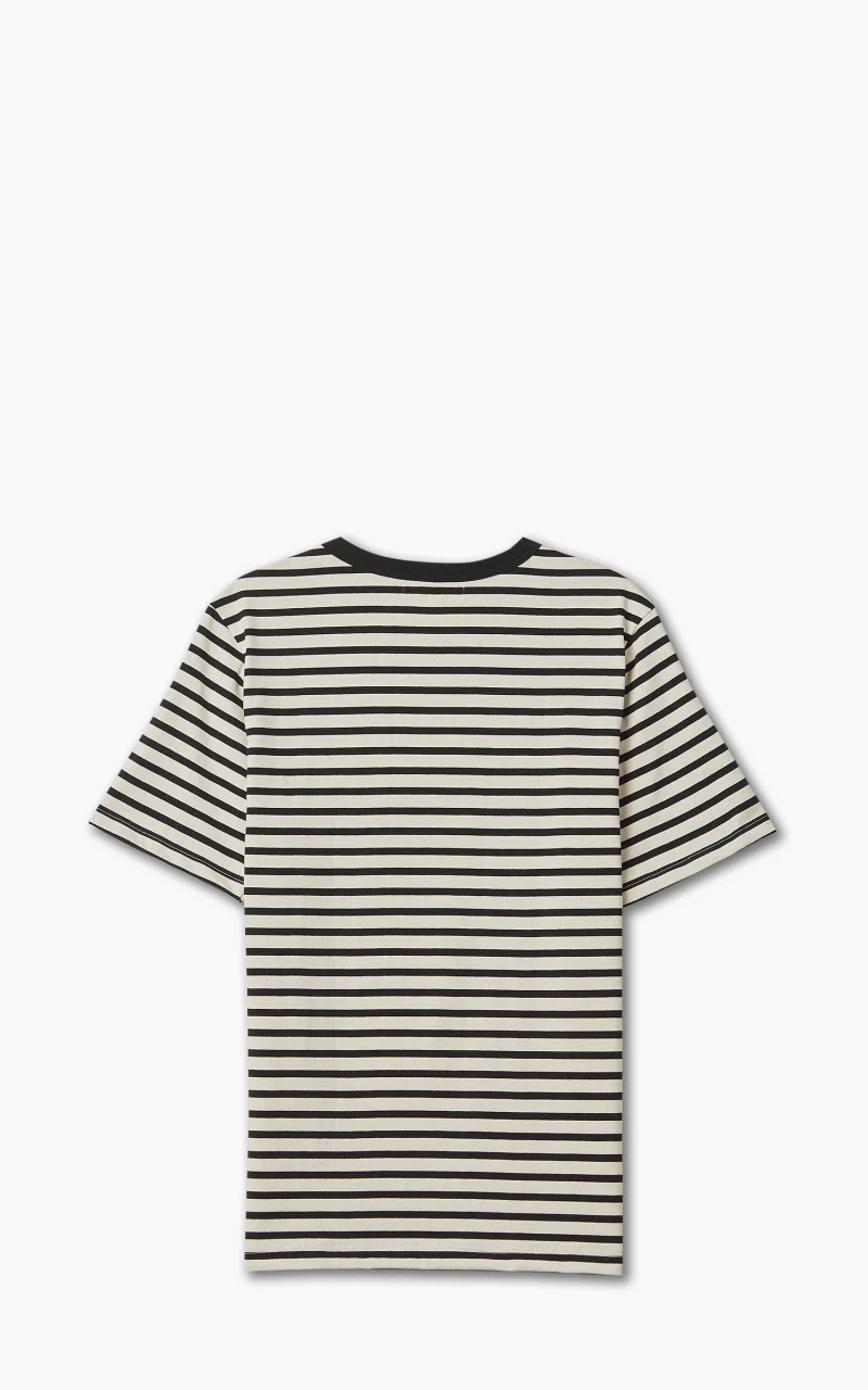 Merz b. Schwanen 2M14 Striped Crew Neck Tee Charcoal/Nature - Image 3