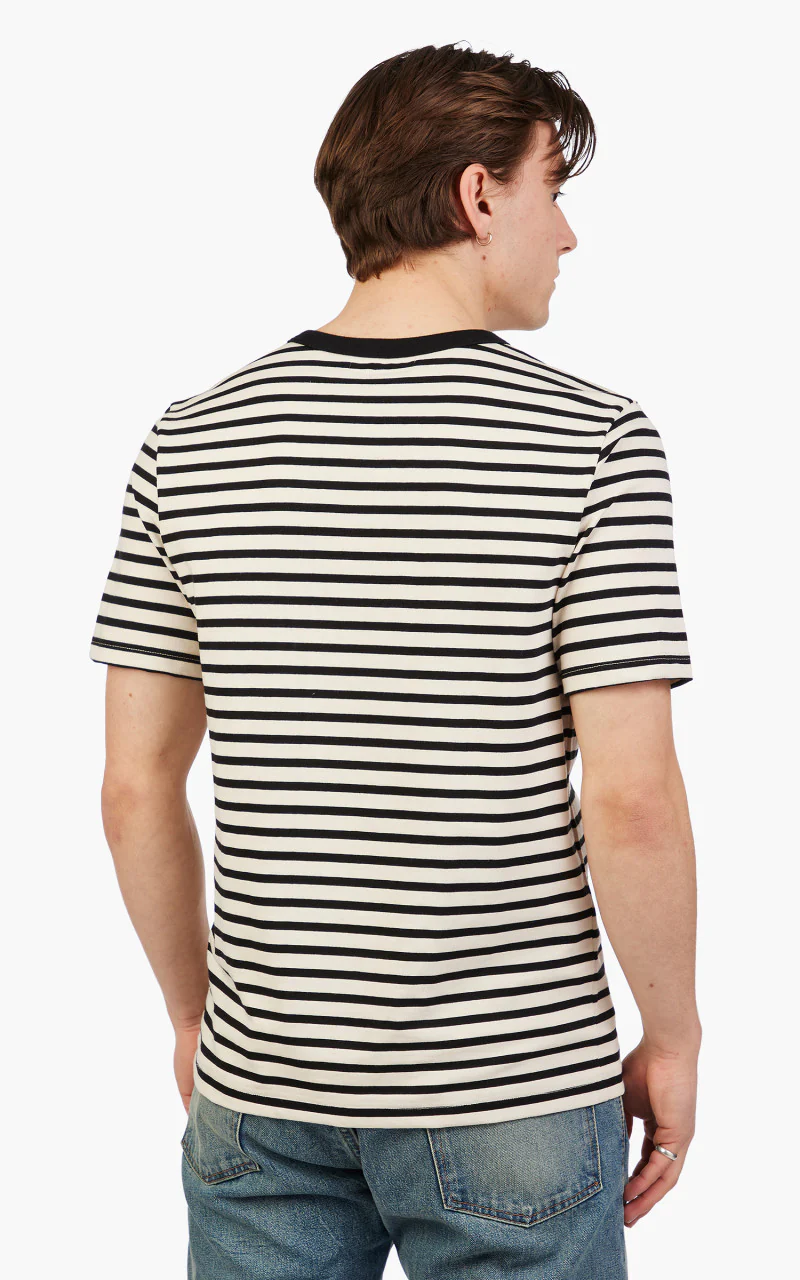 Merz b. Schwanen 2M14 Striped Crew Neck Tee Charcoal/Nature - Image 5