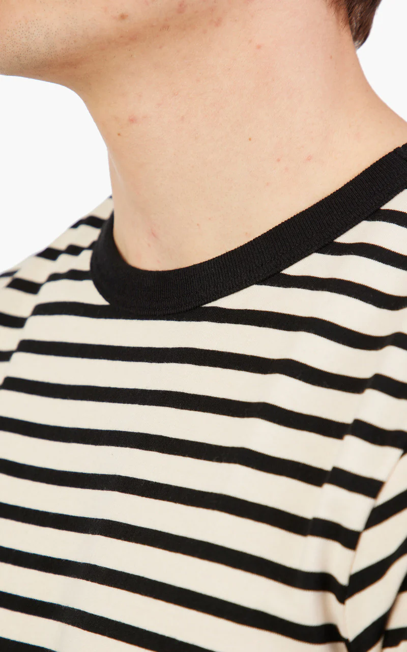Merz b. Schwanen 2M14 Striped Crew Neck Tee Charcoal/Nature - Image 6