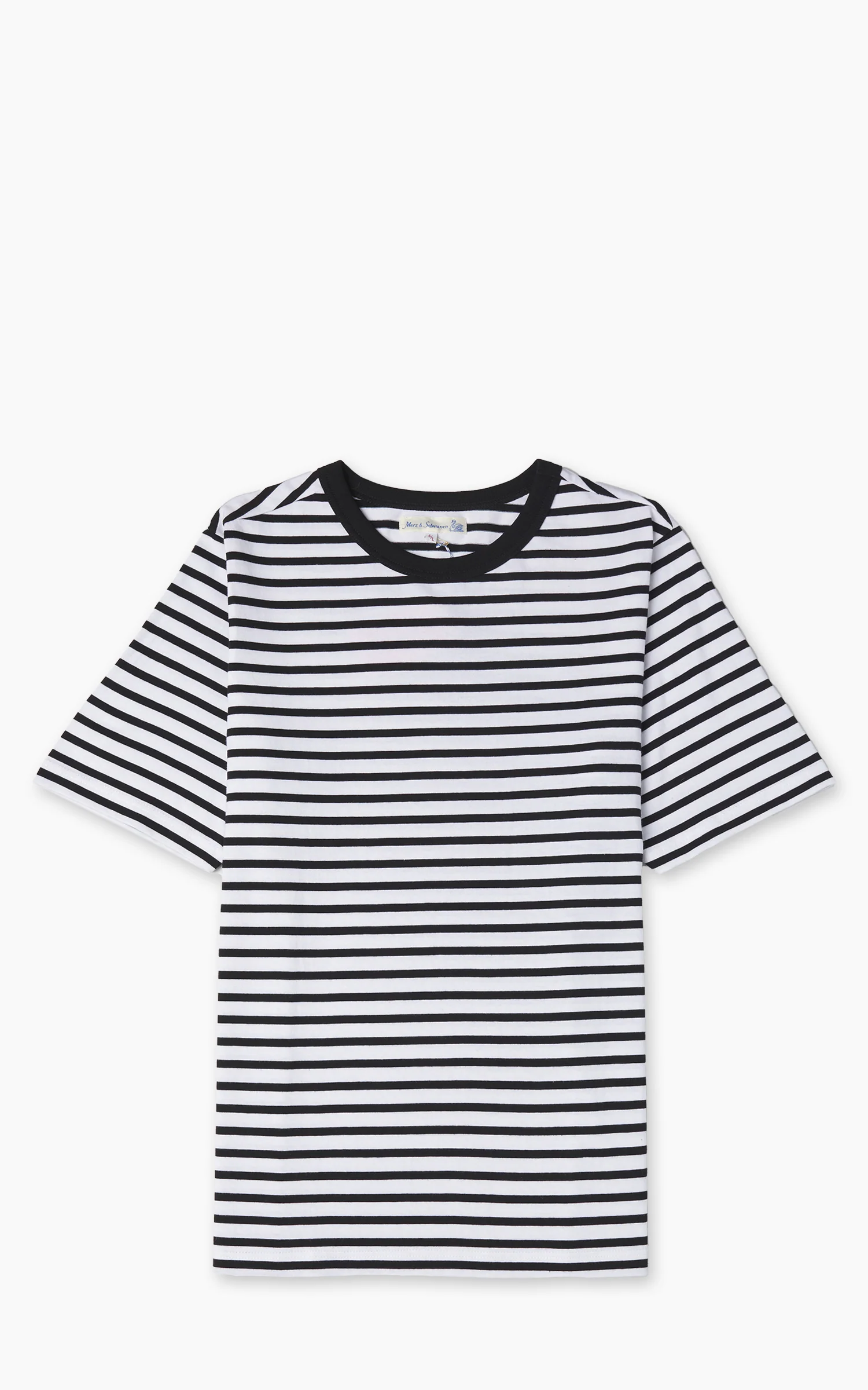 Merz b. Schwanen 2M14 Striped Crew Neck Tee Black/White
