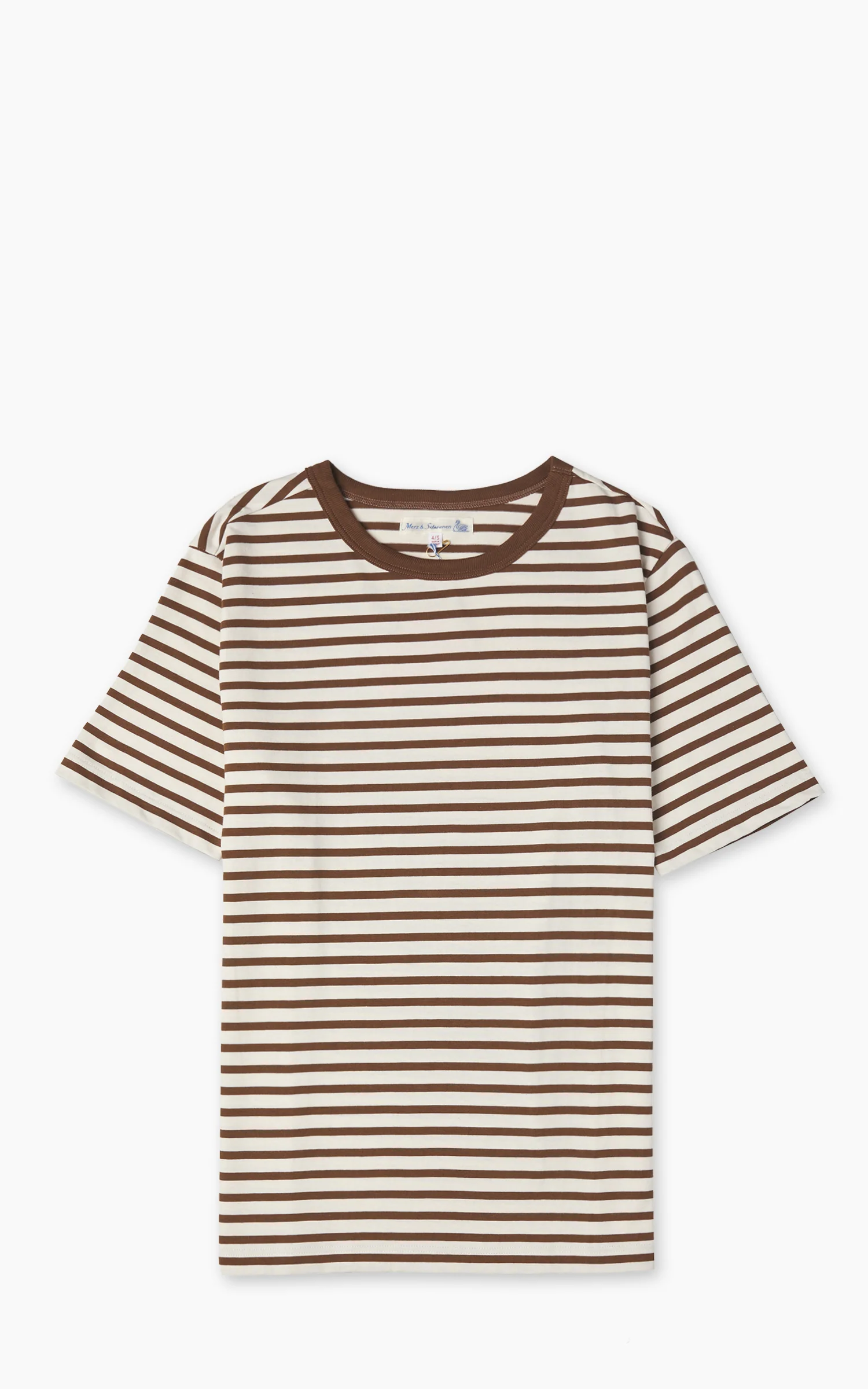 Merz b. Schwanen 2M14 Striped Crew Neck Tee Nut/Nature