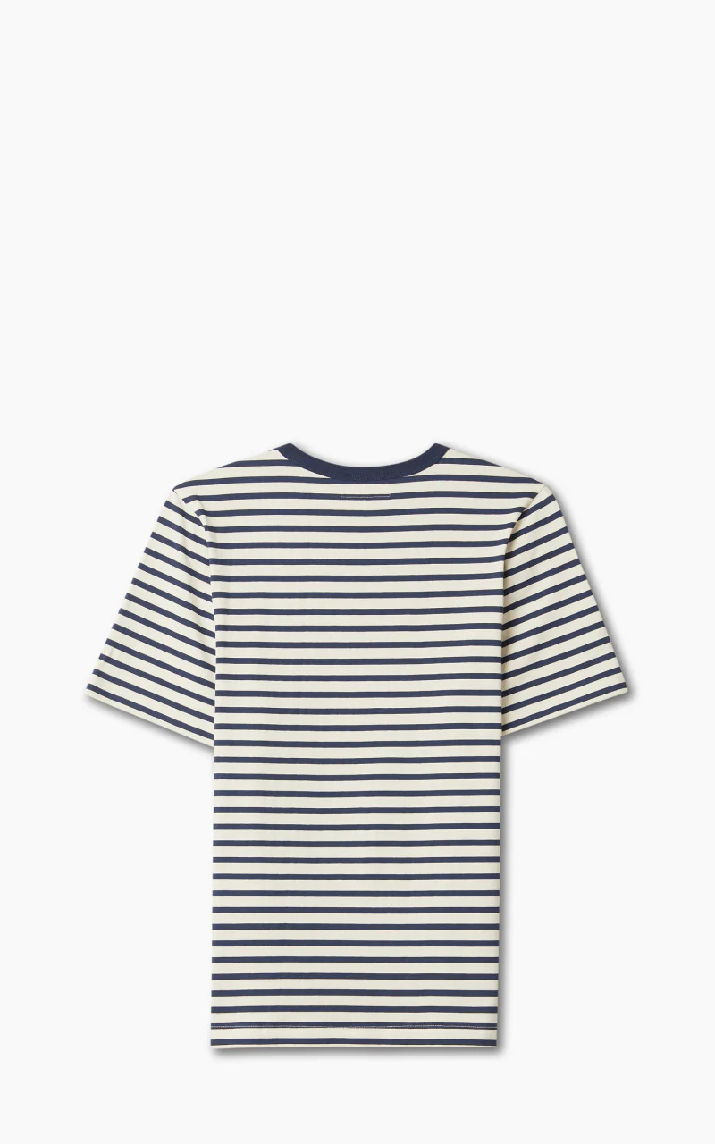 Merz b. Schwanen 2M14 Striped Crew Neck Tee Ink/Nature - Image 6